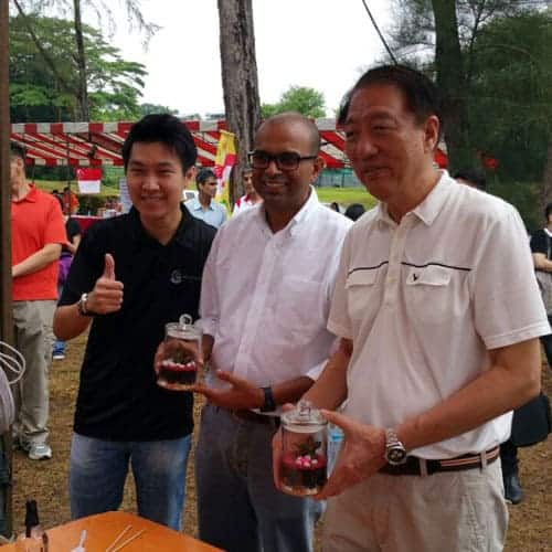 DPM Teo Chee Hean and MP Dr Janil Puthucheary with Our Terrariums at Punggol North Clean and Green Tree Planting Day 2015 | Ecoponics Singapore | December, 2022
