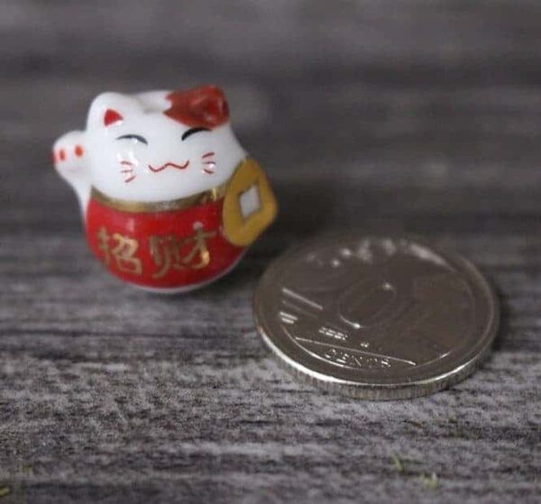 Mini Fortune Cat Figurine - Red ( " Zhao Cai" )