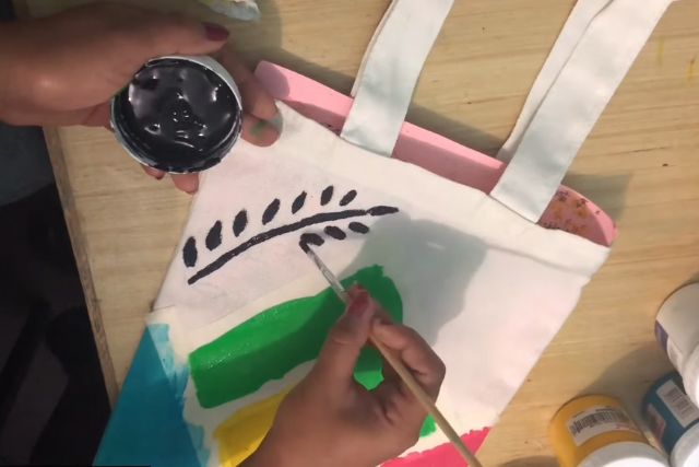 tote bag painting Art jamming workshop | Ecoponics Singapore | April, 2024