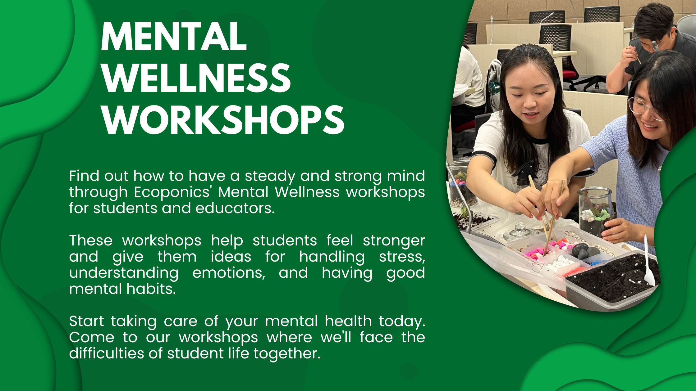 Mental wellness workshops singapore | Ecoponics Singapore | April, 2024